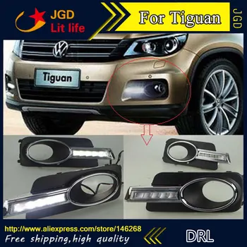 

Free shipping ! 12V 6000k LED DRL Daytime running light for VW Tiguan 2009-2012 fog lamp frame Fog light Car styling