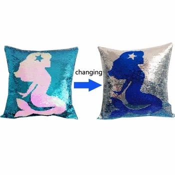 

Magical Shining Unicorn Mermaid Pineapple Cushion Cover with Sequins Double Pattern Changing Pillow Case Cover for Seat Car
