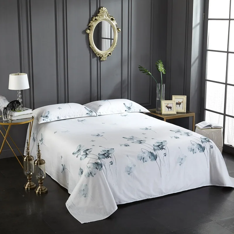

Klonca bedding set Hotel White Printing sheet Cotton Pure Bedding Sheets bed sheet
