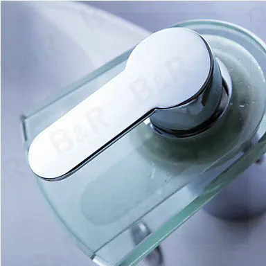 Feel shipping [B&ampR] Bathroom Brass Chromed single handle hole glass faucet waterfall LH-8069 robinet lavabo automatique c |
