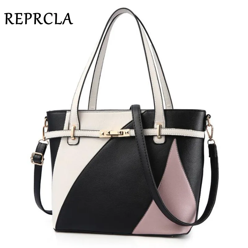 Reprcla جديد سعة كبيرة حقيبة الترقيع بو الجلود حقائب الكتف الأزياء الأعلى مقبض حقائب crossbody عارضة حمل حقائب النساء Reprcla جديد سعة كبيرة حقيبة الترقيع بو الجلود حقائب الكتف الأزياء الأعلى مقبض حقائب crossbody عارضة حمل حقائب النساء