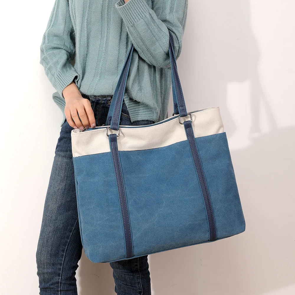 

2019 New simple big capacity patchwork design canvas women messenger bag fashion girls handbag shoulder bag