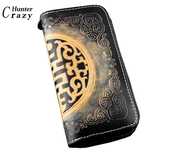 

Vintage Leather Wallets For Mens Credit Cards Wallet Zipper Coin Pocket Purse