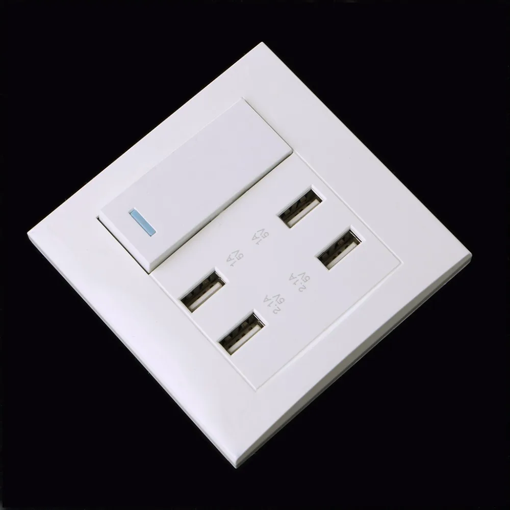 Настенный выключатель с 4 портами USB 220 В 10 А|Электрические розетки| |