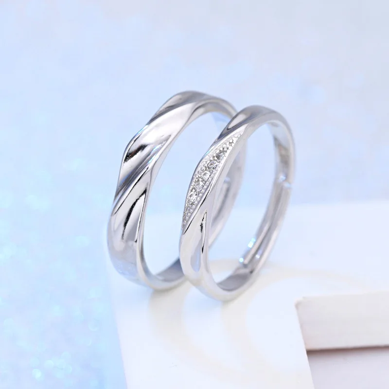 Paired Rings Gifts For Women Men Adjustable Wedding Ring Set Jewelry Womens Accessories Alianzas De Boda Para Parejas F85-5