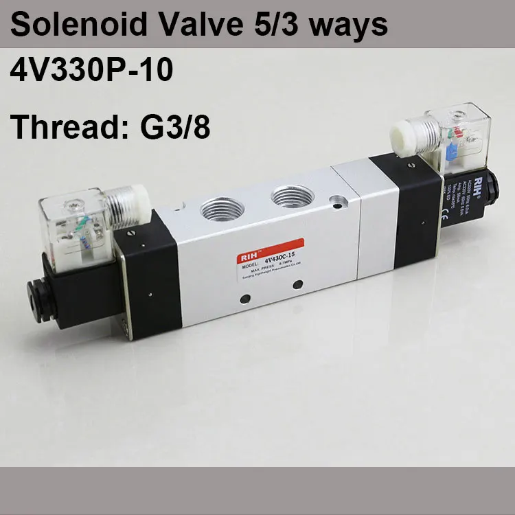 

G3/8" 4V330P-10 3 Position 5 Way Air Solenoid Valves Pneumatic Control Valve , DC12v DC24v AC 24V AC110v 220v
