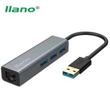 Llano USB Ethernet адаптер USB 3,0 для RJ45+ 3 знака после Порты и разъёмы USB3.0 Сетевой Адаптер HUB для Windows XP/7/8/10, Mac OS X/Vista/Linux