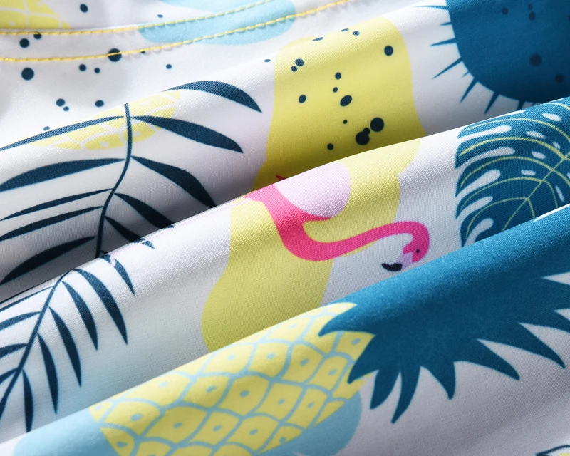 Summer Quick-drying Shorts Beach Womens Tropical Plants and Flamingos Printed Drawstring Elastic Tape Loose Board Shorts Bermuda Summer Quick-drying Shorts Beach Womens Tropical Plants and Flamingos Printed Drawstring Elastic Tape Loose Board Shorts Bermuda