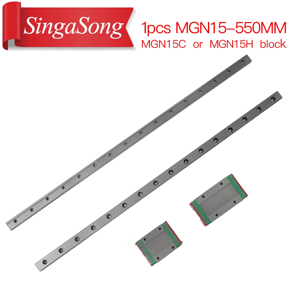 

15mm for Linear Guide MGN15 L=550mm for linear rail way + MGN15C or MGN15H for Long linear carriage for CNC X Y Z Axis