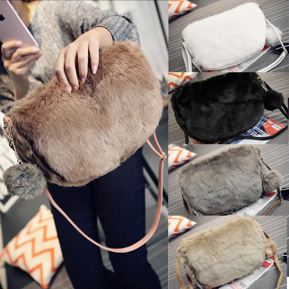 Модная женская сумка из искусственного меха, модная зимняя сумка через плечо, сумка через плечо для леди