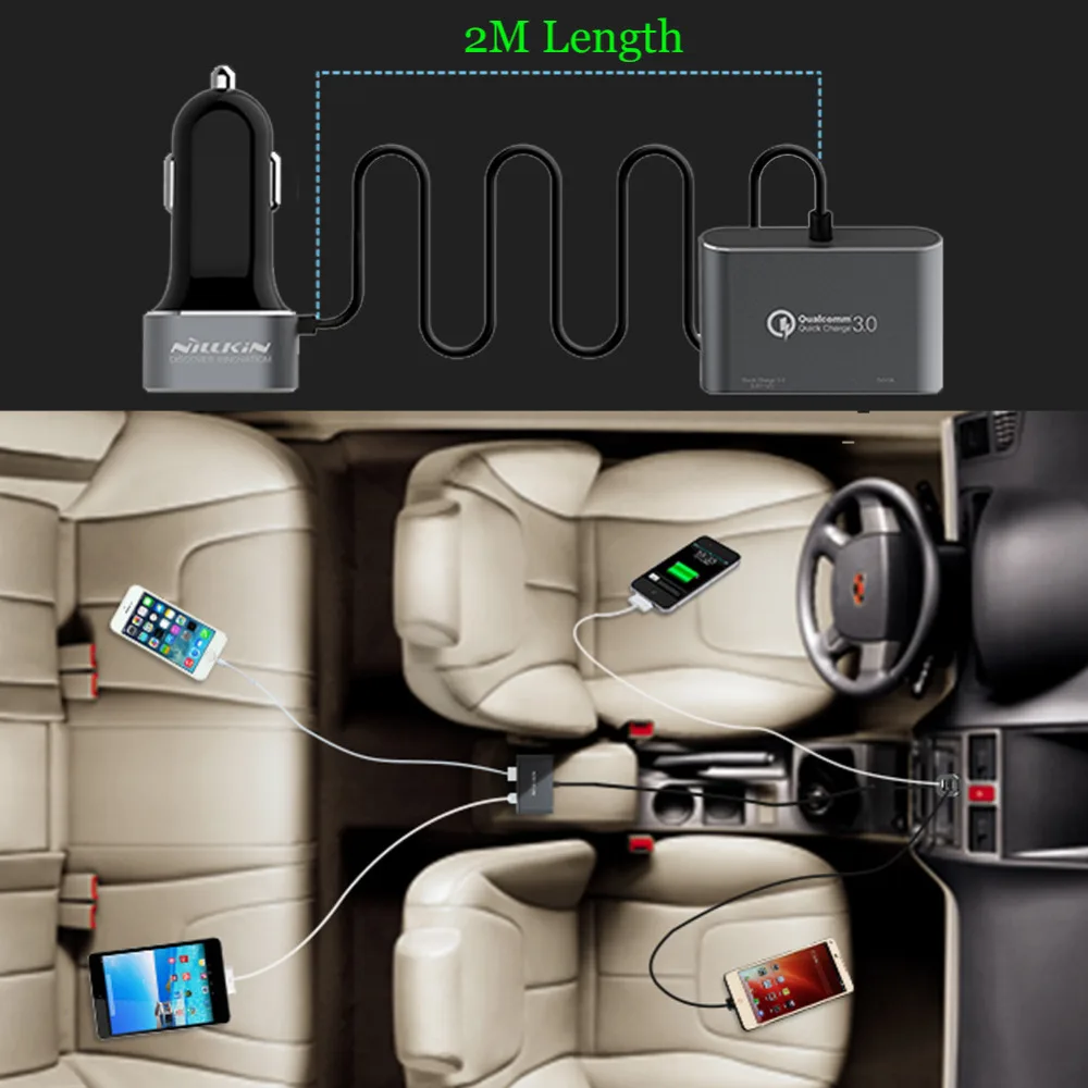 

Nillkin Power Share 4 Uutput USB Car Charger QC 3.0 Revesible type-c port universal for iPhone Samsung s8 plus Huawei Xiaomi LG