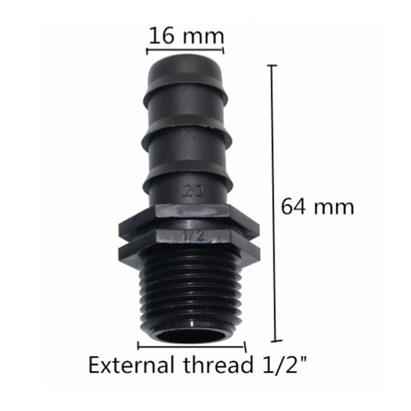 DN20 Hose Straight Connector with Threaded Connections to a water pipe 1/2