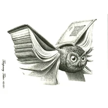 Professor Coruja À Prova D’ Água etiqueta do tatuagem Temporária harajuku maquiagem animal homens temporales tatuajes tatuagem tatuagens temporárias