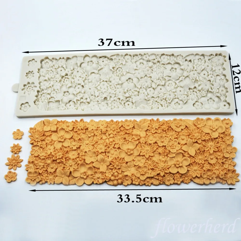 

Large Flower Pattern Silicone Mold Mat 37x12cm 3D Full Flower Mold Fondant Cake Decorating Sugar Craft Tool Baking Cake Tool Big