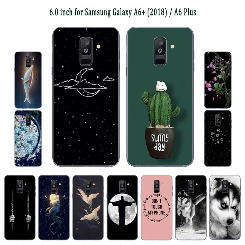 Чехол для телефона Samsung Galaxy A6 + (2018) прозрачный гелевый с рисунком бобы 6 0 дюйма Plus