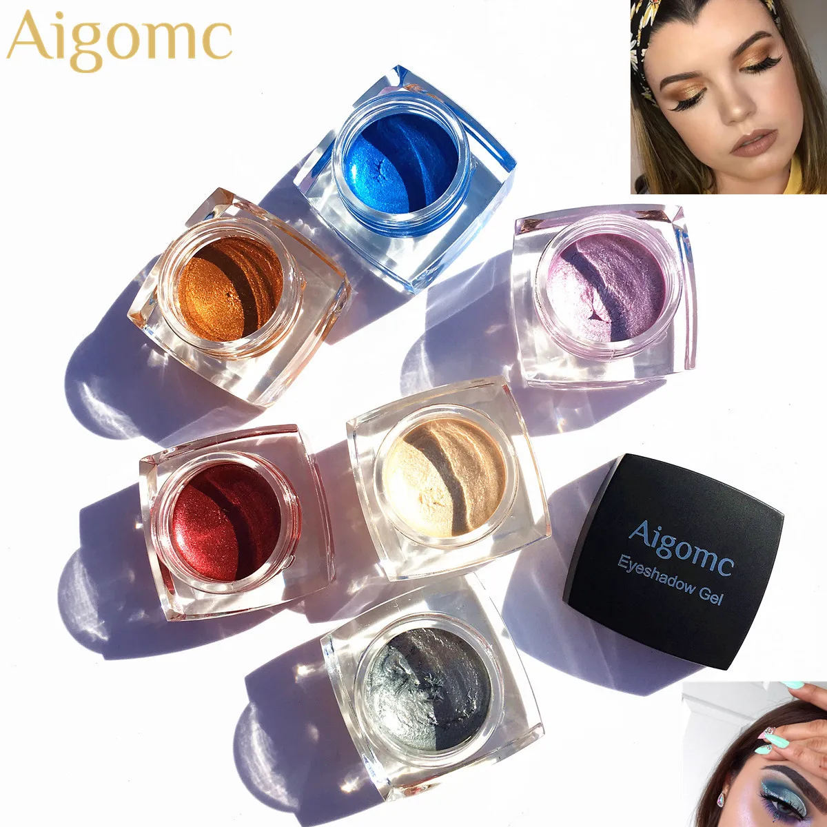 

AIGOMC Eyeshadow Gel Palette Shimmer Matte Makeup Mineral Eye Shadow Cream Glitter Waterproof Long-lasting Cosmetic 6 Color