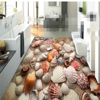 

beibehang home decoration painting three-dimensional wall paper beach shell conch 3d flooring tiles papel de parede 3d wallpaper