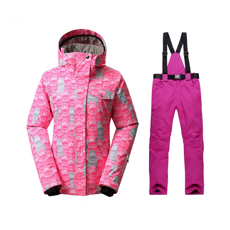 Зимний лыжный костюм женская зимняя куртка+ лыжные ветрозащитные водонепроницаемые брюки лыжный костюм Одежда для альпинистов женская одежда - Цвет: C4