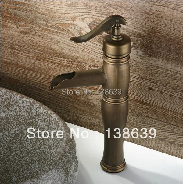Free shipping brass antique bathroom taps,deck mounted classic style