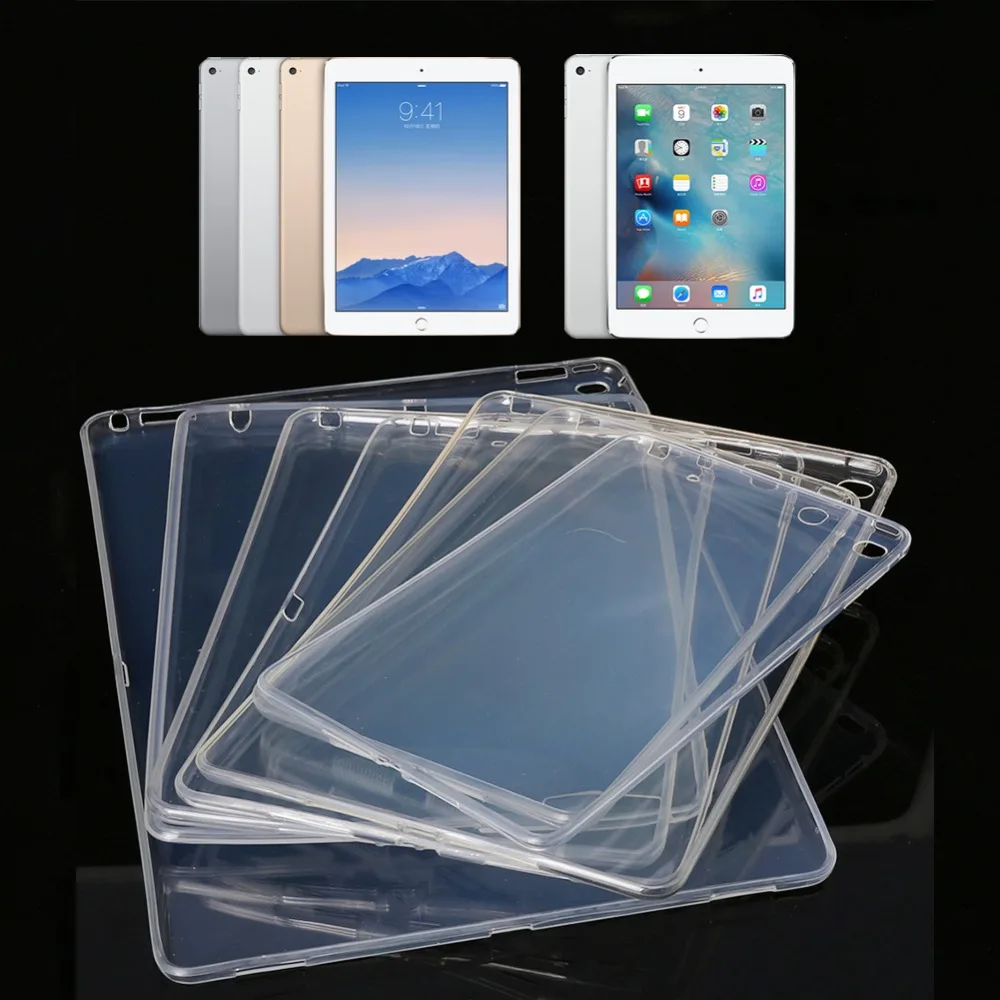 New Ultra Thin Transparent Soft TPU Case Cover For iPad 1/2/3/4 Air Mini Pro 9.7'' Tablet PC Clear Protective Shell C26