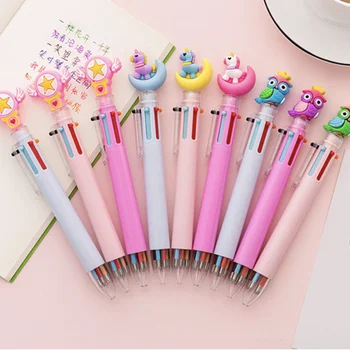 

Kawaii Pink Unicorn 6 Colors Ballpoint Pen for Girls Pink Heart Owl Cat Pig Pens Creative Stationery Cute Office School Supplies