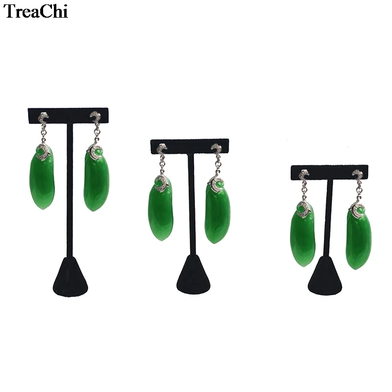 Black Velvet Jewelry Display Rack Fashion Earring Tree Display Holder Stud Organizer Storage Showcase T Bar  Stand 3 Sizes