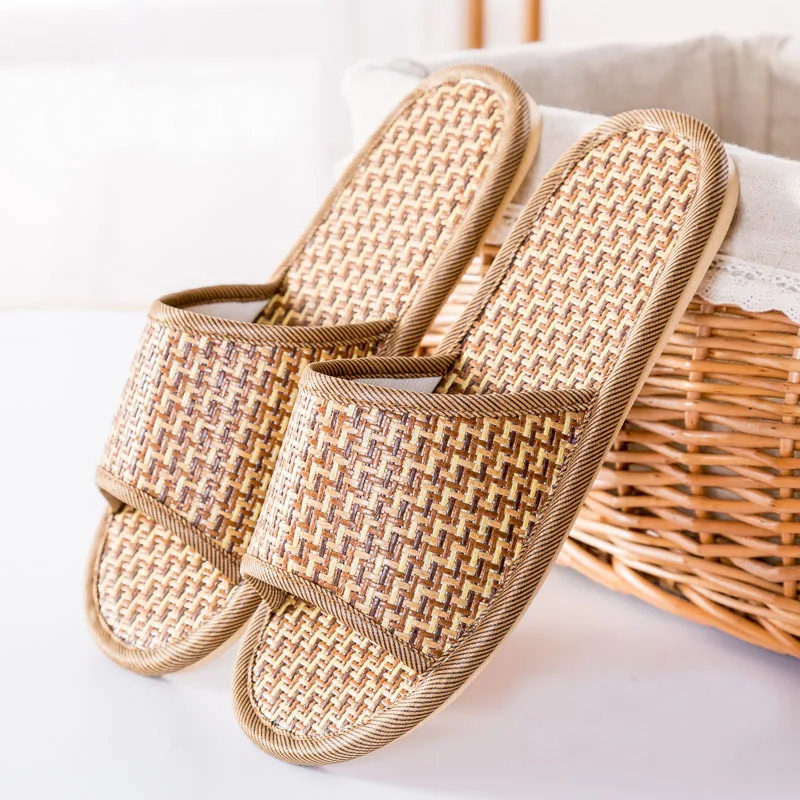 IVI cane Shoes Summer Flax open toe linen Slipper Home Indoor Antiskid Men And Women Rattan