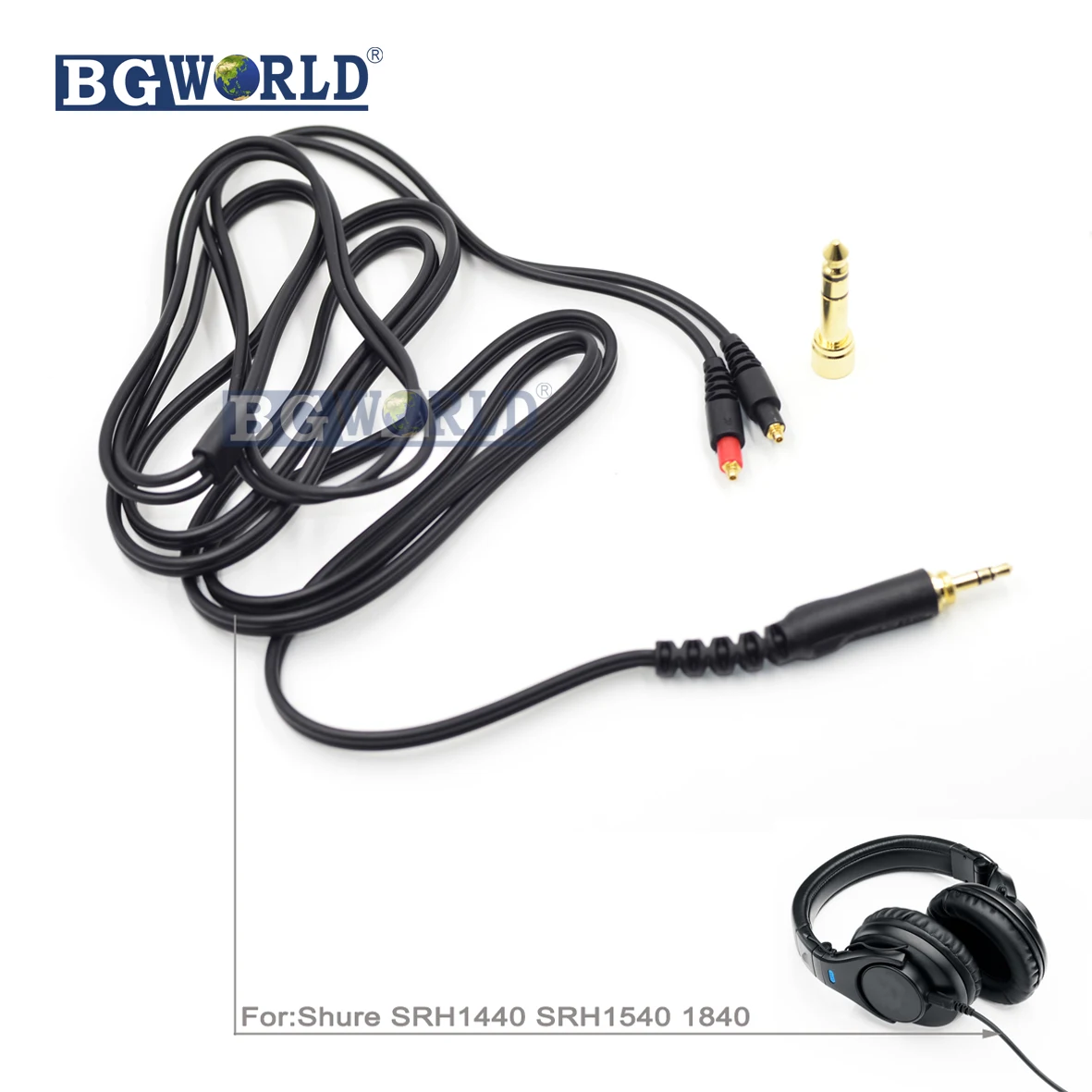 BGWORLD Replacement Dual Exit Cable For Shure SRH1440 SRH1540 1840