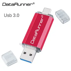 DataRunner Тип C USB флеш-накопители 128 ГБ портативный флэш-накопитель 16 ГБ 32 ГБ 64 Гб 256 ГБ Микро-флеш-накопитель USB Stick для type-C Android Mobile
