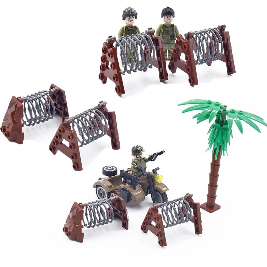 

2Pcs/set Road Barrier Building Block Military City the Way Military SWAT Police Army Soldier Figure Set Toys For Children