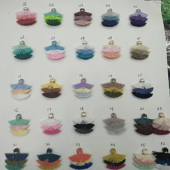 

40pcs/lot 35mm Small 3 Layers Tassels Cotton mini tassel Charms for Earring Findings jewelry making DIY Materials Embellishments