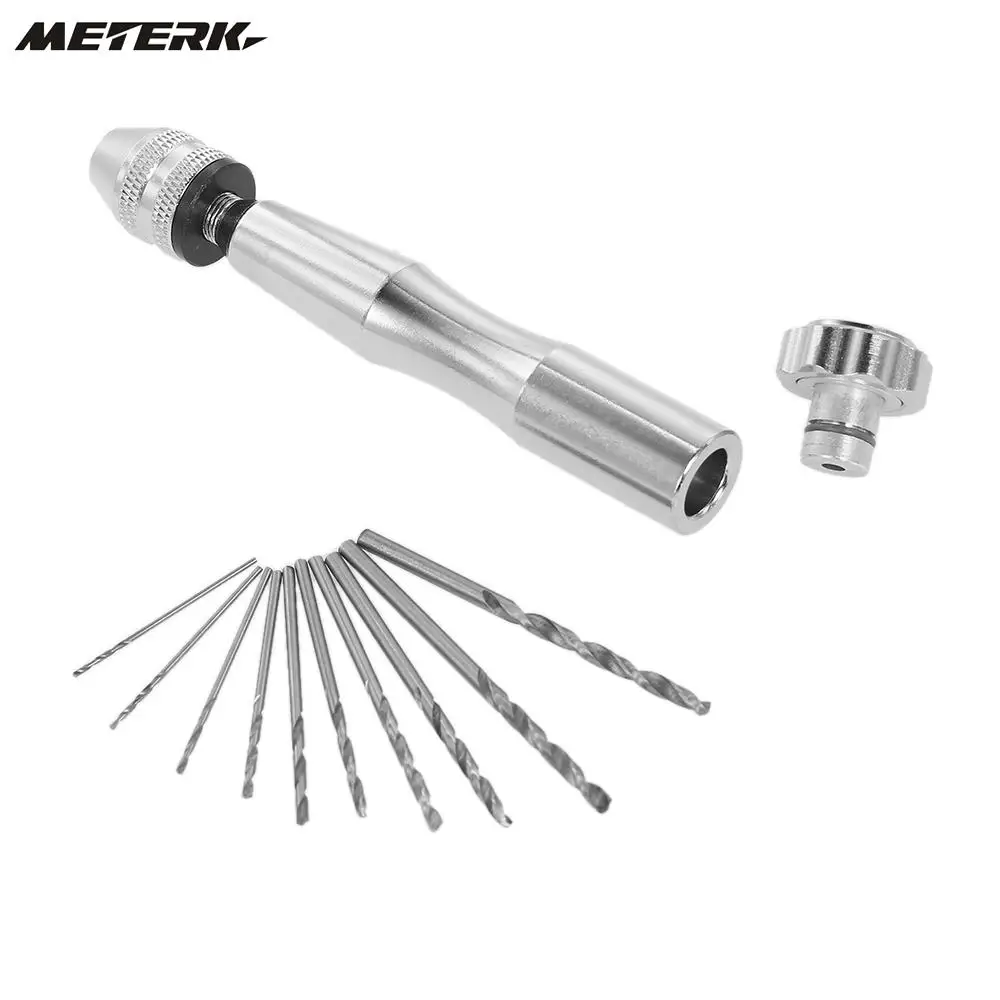 0.3 3.5mm Mini Hand Drill Set W/ 10pcs High speed Steel Twist Drill Bit