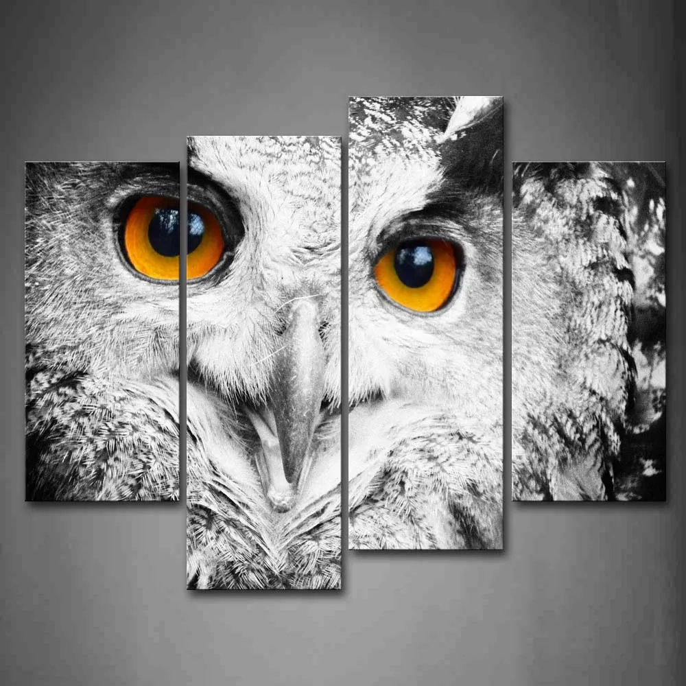 

Framed Wall Art Picture Owl Head Portrait Canvas Print Animal Modern Poster With Wooden Frame For Home Living Room Decor