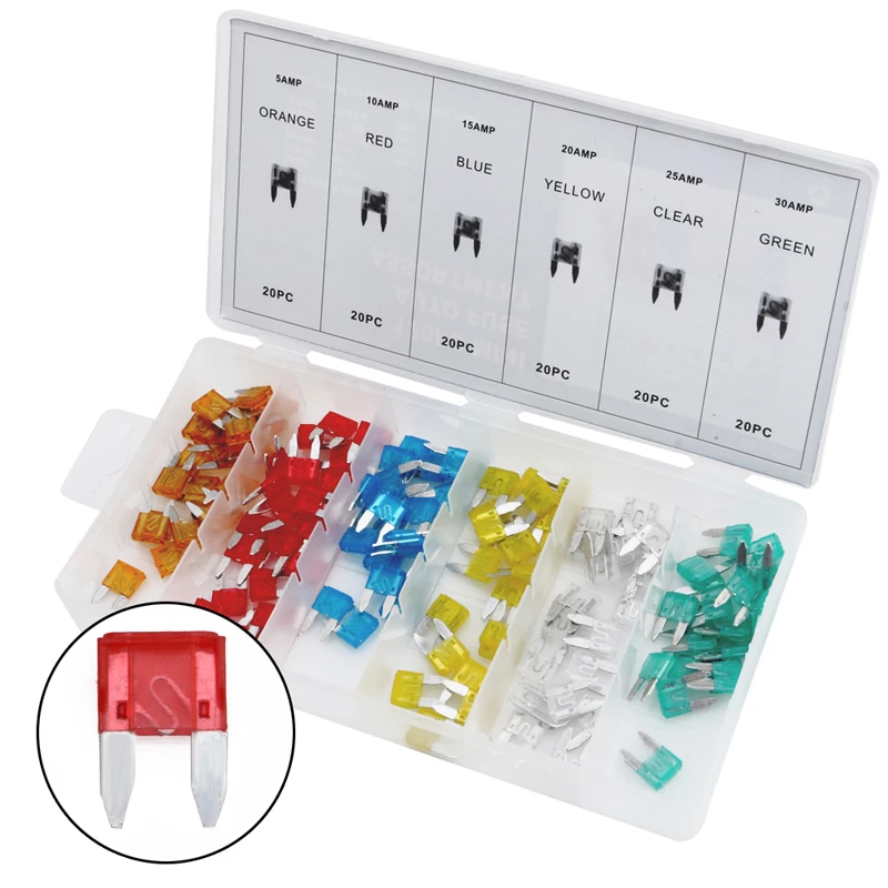 120pcs Assorted Car Fuse Auto Truck SUV Fuses Mini Blade Fuse Kits 5 30