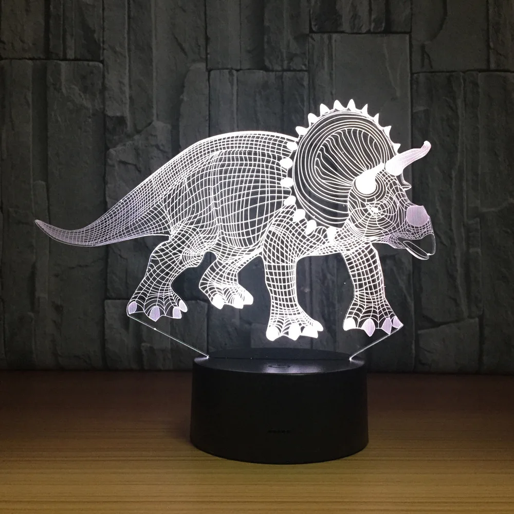 Травоядные динозавры 3D светодиодный светильник ночные огни Новинка Иллюзия ночник светодиодный с USB кабель День рождения подарок Прямая