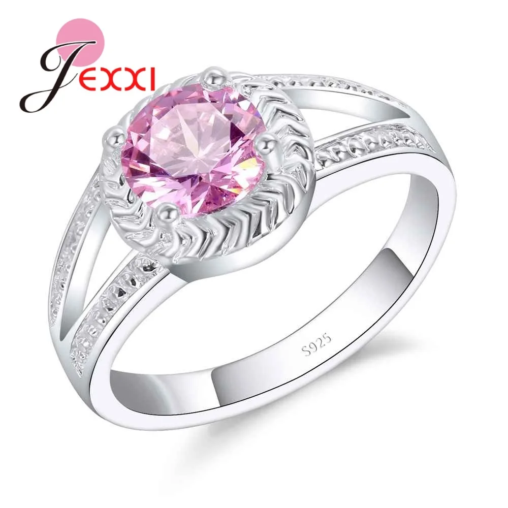 Buy JEXXI Popular Pink Cryatal Wedding Silver Ring For