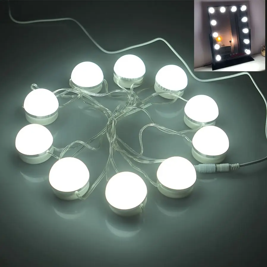

EU Plug Makeup Mirror Vanity LED Light Bulbs Kit for Dressing Table with Dimmer and Power Supply Plug in Linkable Without Mirror