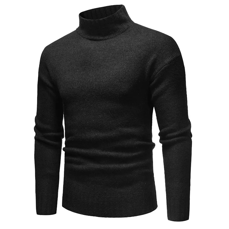 2018 зимний теплый свитер с воротником под горло Для мужчин модные однотонные вязаные Для мужчин свитера 2018 Повседневное Slim Fit пуловер