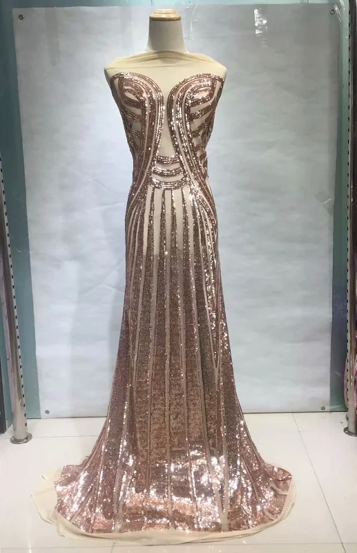 Нигерийские кружевные ткани для свадьбы нигерийские кружева с блестками Модная Золотая кружевная ткань шампанского Xij - Цвет: as picture