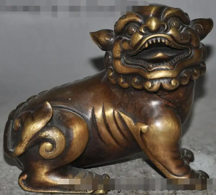 

S4631 9"china fengshui bronze Evil spirits Guardian door foo fu dog lion beast statue discount 30% (C0324)