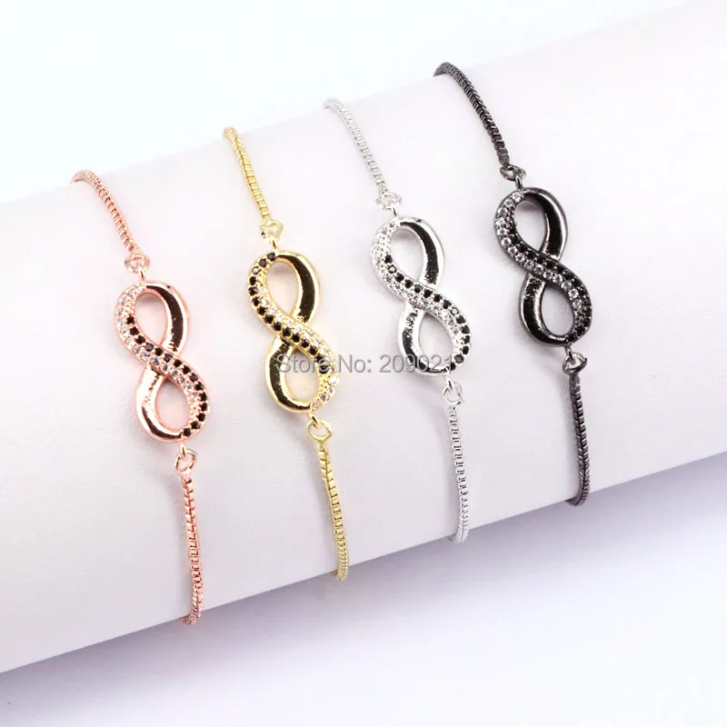 10 шт. Медь Micro Pave CZ 8 Форма Браслеты для Для женщин Регулируемый браслет-цепочка