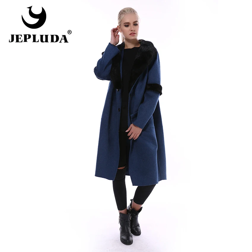 JEPLUDA Высокое Содержание Щерсть Пальто Женское Натуральный Мех Норковая