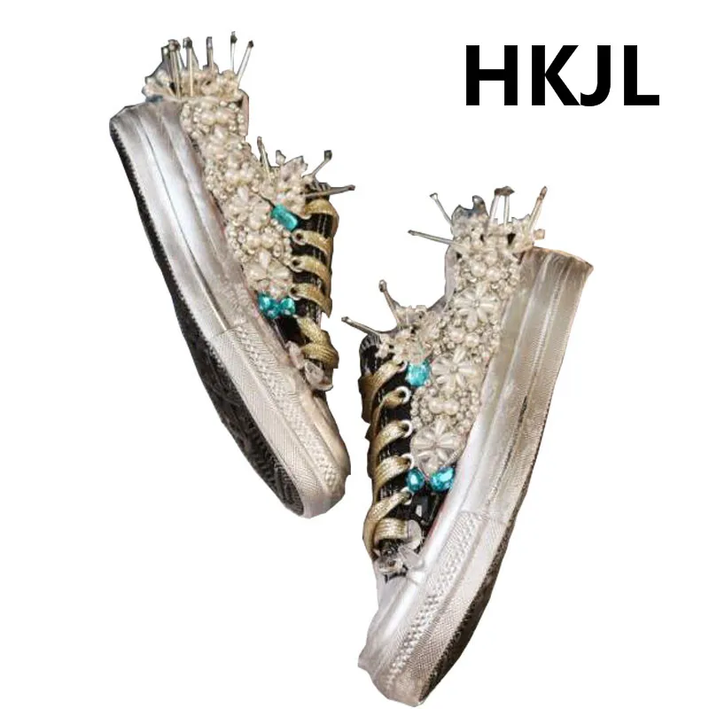 Женская парусиновая обувь HKJL винтажная со шнуровкой спортивная для активного