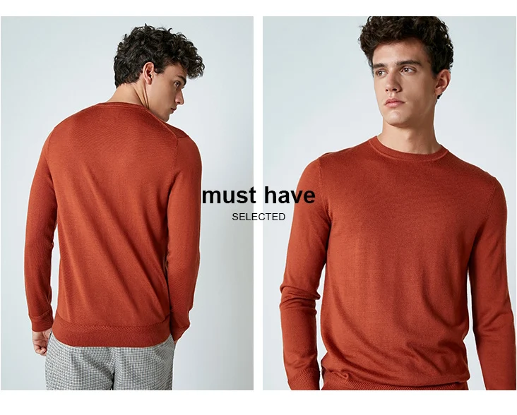 Выбранный итальянский мериносовый шерстяной свитер для мужчин чистый цвет мужской пуловеры трикотаж одежда S | 418424503