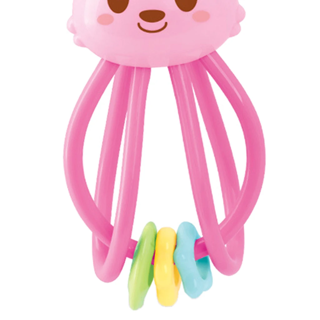 Baby Teether Ring & Rattle Teething Toys - TPU Food Grade Material - Easy To Hold Soft Bendable - Rabbit