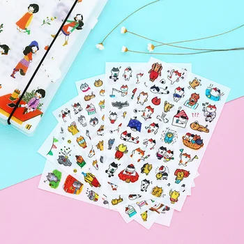 

6sheets/lot Expression Cat Cartoon Sticker PVC Cartoon Stickers Diary Sticker Scrapbook Decoration PVC Stationery Stickers