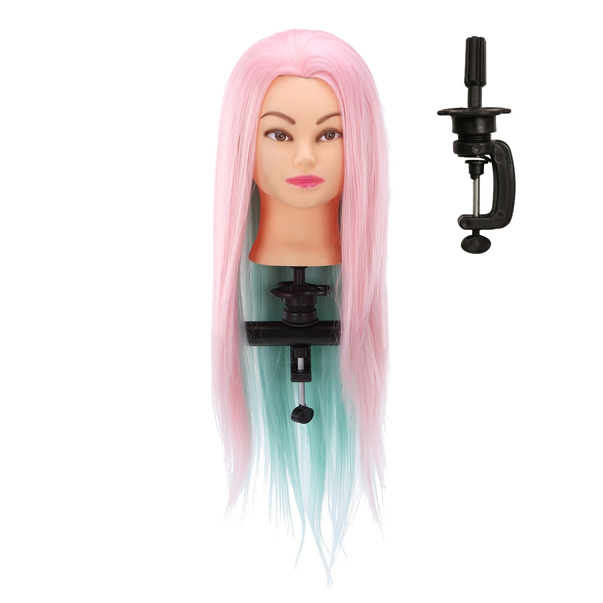 60cm Colorful Pink Hair Practicing Training Mannequin Head with Hair