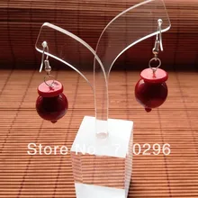 Модная Коралловая Earring10pairs/лот красный коралл 16 мм круглый хрустальный шар капель серьги красный коралл, украшение