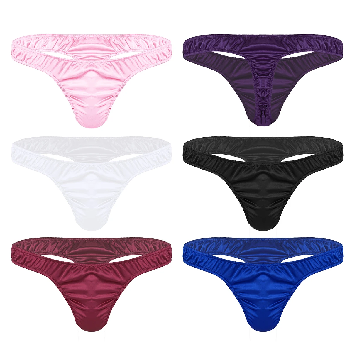 Underwear Mens Bikini G-String And Thong Briefs Gay Underwear Sexy Lingerie Panties Shiny Ruffled Low Rise Male Thong Panties