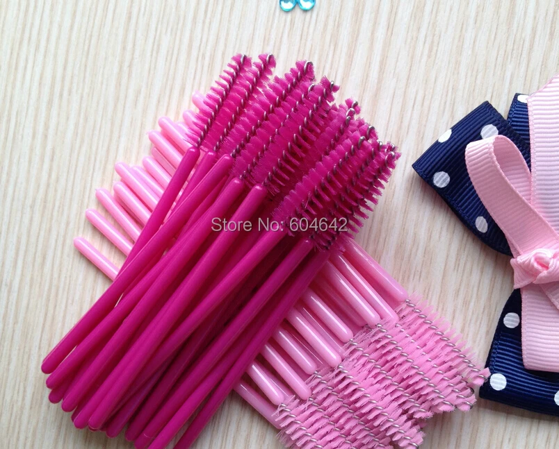

100pcs/lot make up brush synthetic fiber Disposable Eyelash Brush Mascara Applicator Pink mascara brush and Rose red brush